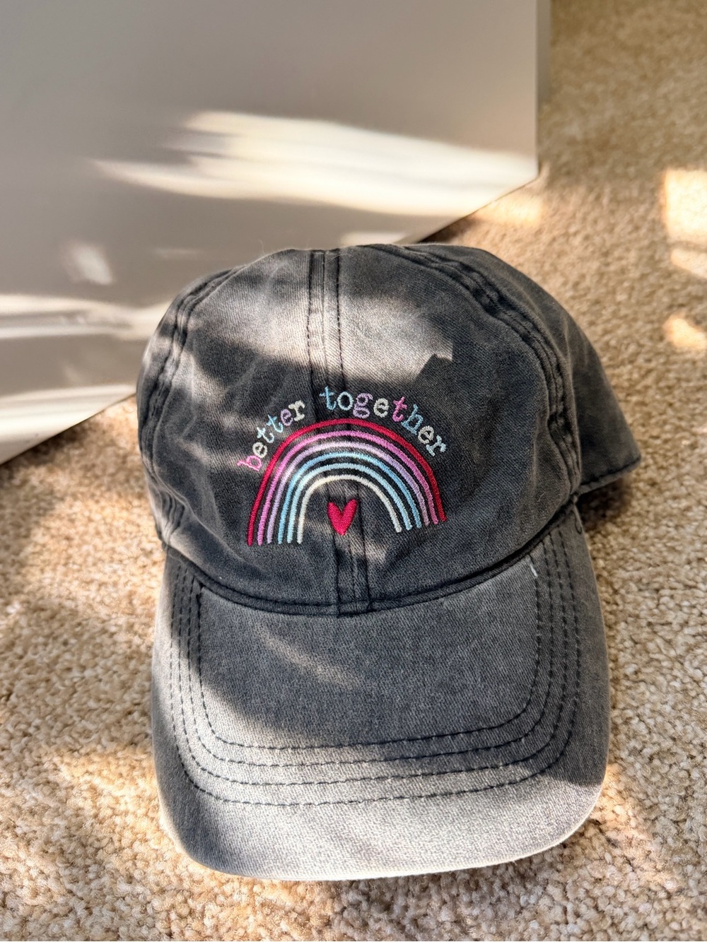 Baseball Cap with Rainbow Embroidery